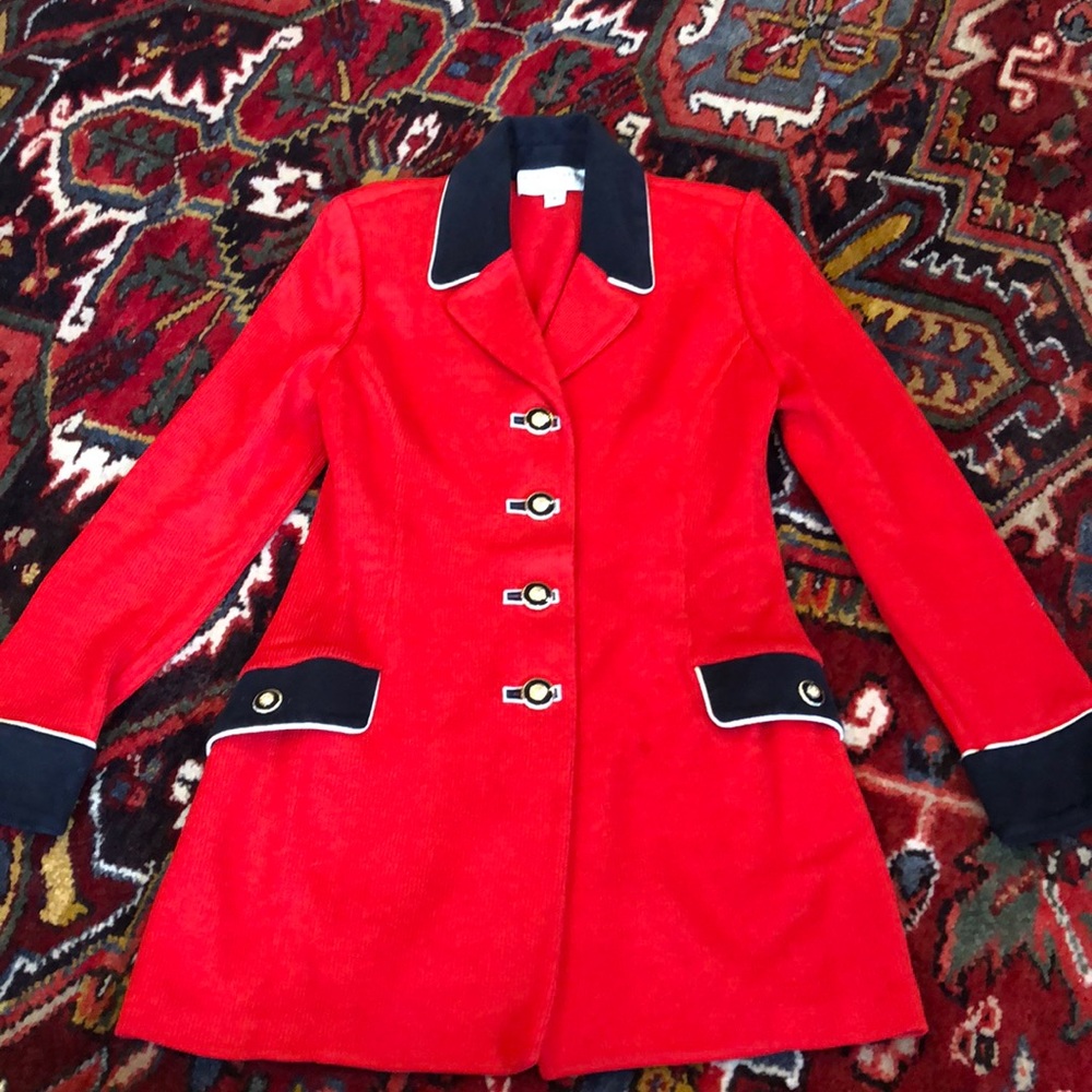 St. John Collection Red and Black Suede Blazer